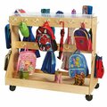 Jonti-Craft Baltic Birch Backpack Cart w/ 6 Plastic Trays, Mobile, 64-Hook, 55''x26.5''x48''. 53139480